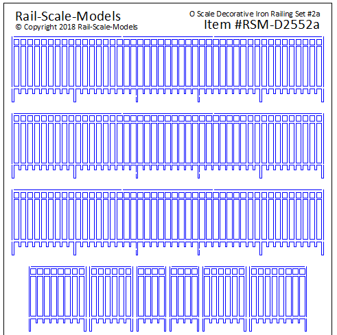 O Scale Decorative Iron Railing Set 2 ~ Linear